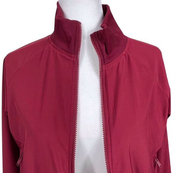 ATHLETA Brooklyn Bomber Jacket Size Small Stretch UPF 50+ Pockets Red Cranberry - Picture 8 of 15